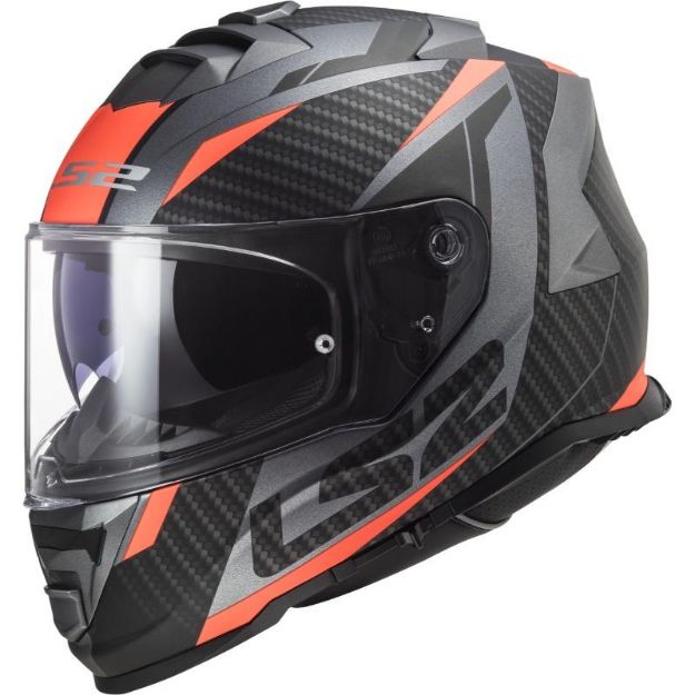 Slika KACIGA LS2 FF800 STORM II RACER MAT TITANIUM-NARANČASTA