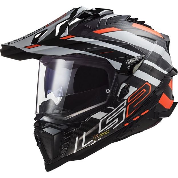 Slika KACIGA LS2 MX701 EXPLORER KARBON EDGE CRNO-NARANČASTA 