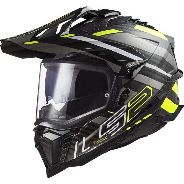 Slika KACIGA LS2 MX701 EXPLORER KARBON EDGE CRNO-ŽUTA 
