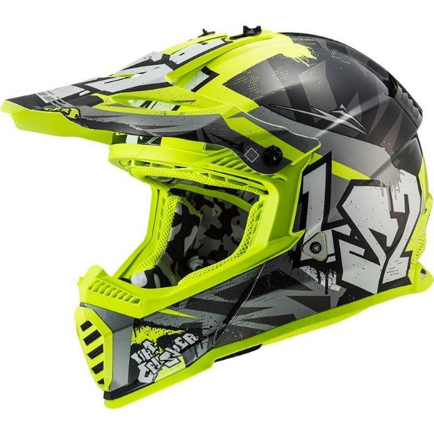 Slika KACIGA LS2 MX437FAST EVO CRUSHER CRNO-ŽUTA 