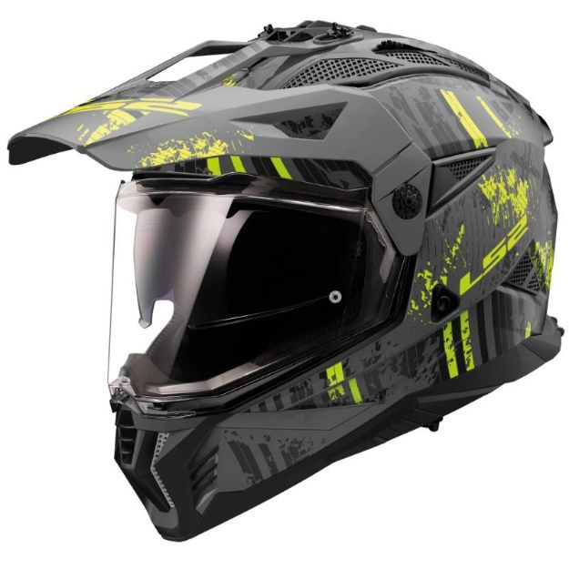 Slika KACIGA LS2 MX702 PIONEER  II CRAZY MAT CRNO H-V ŽUTA 