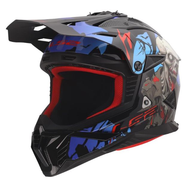 Slika KACIGA LS2 MX708 FAST II ZOMBIE II CRNO-CRVENO-PLAVA 